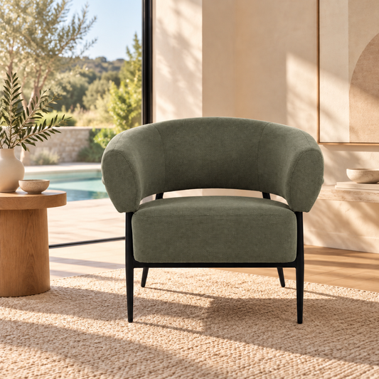 Cuba fabric occasional chair, green upholstery, front view