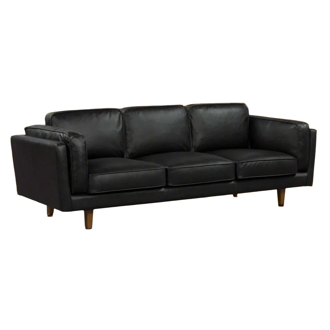 BROOKLYN Black Leather 3-Seater Sofa