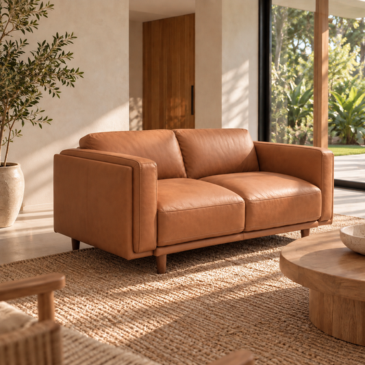 Hugo 2 Seater Tan Leather Sofa