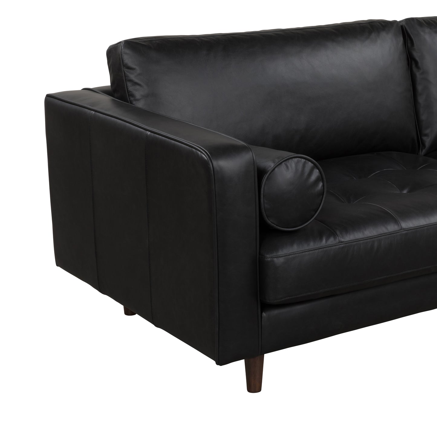 JACKSON Black Leather 3-Seater Sofa