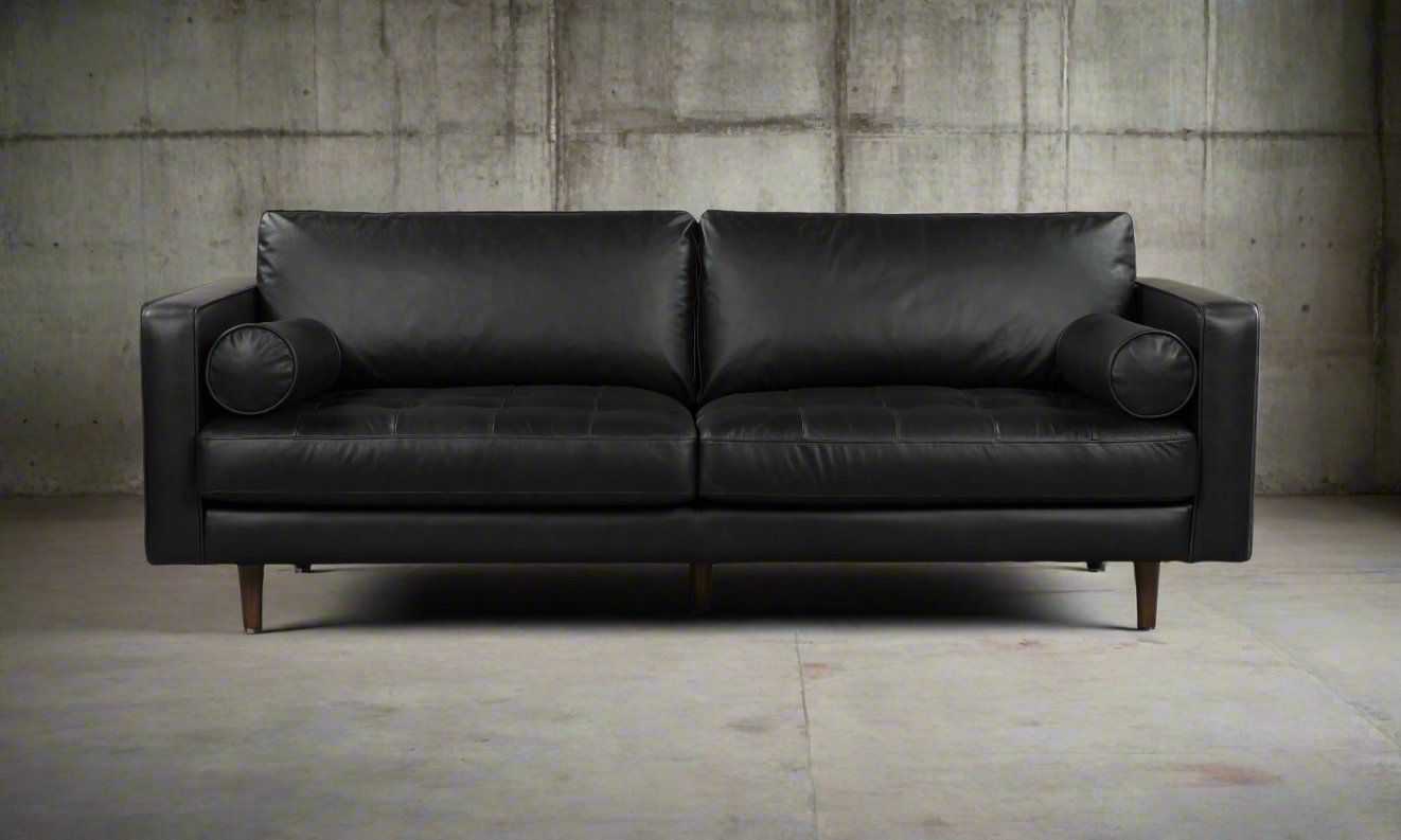 JACKSON Black Leather 3-Seater Sofa
