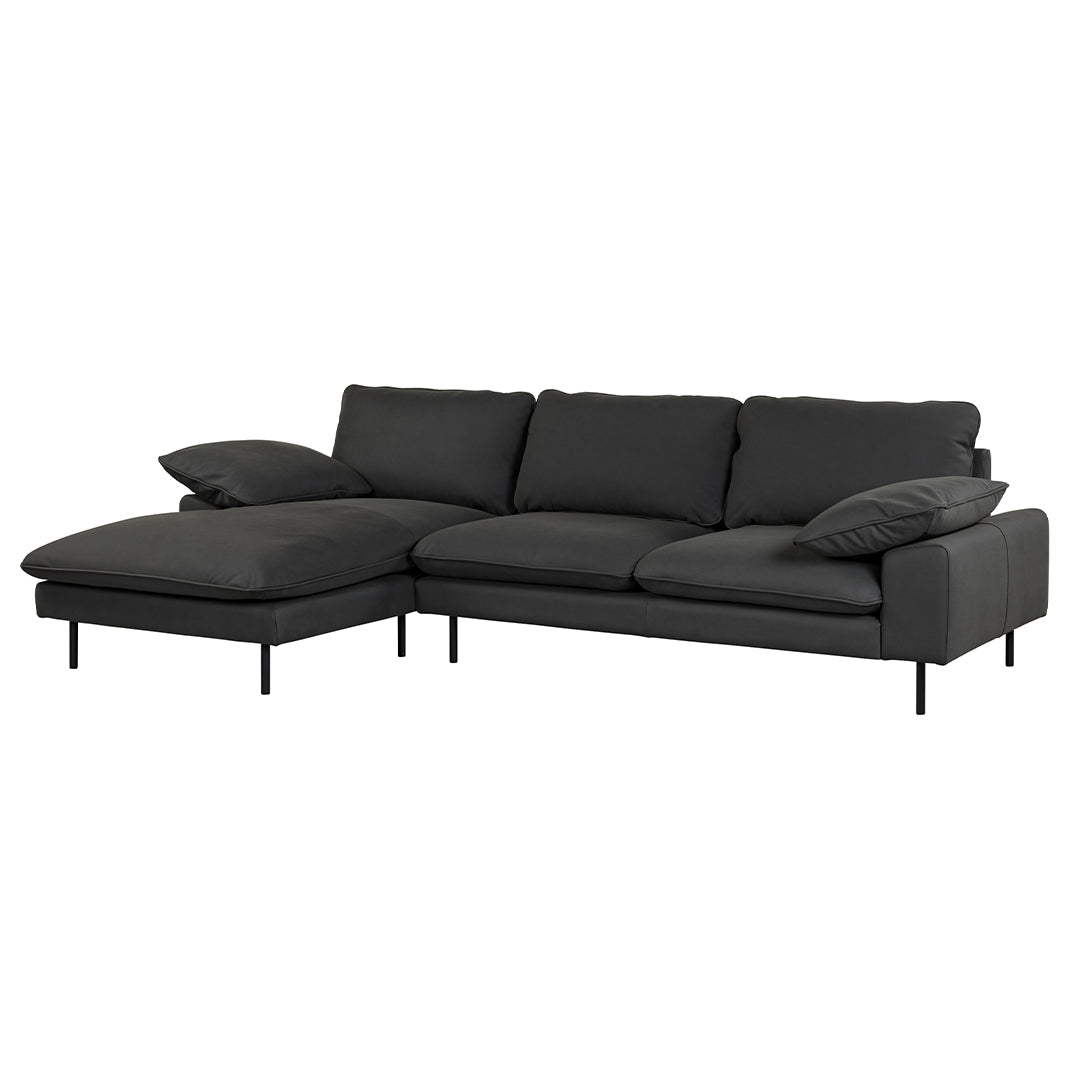 NUBUCK Black Italian Leather Chaise Lounge