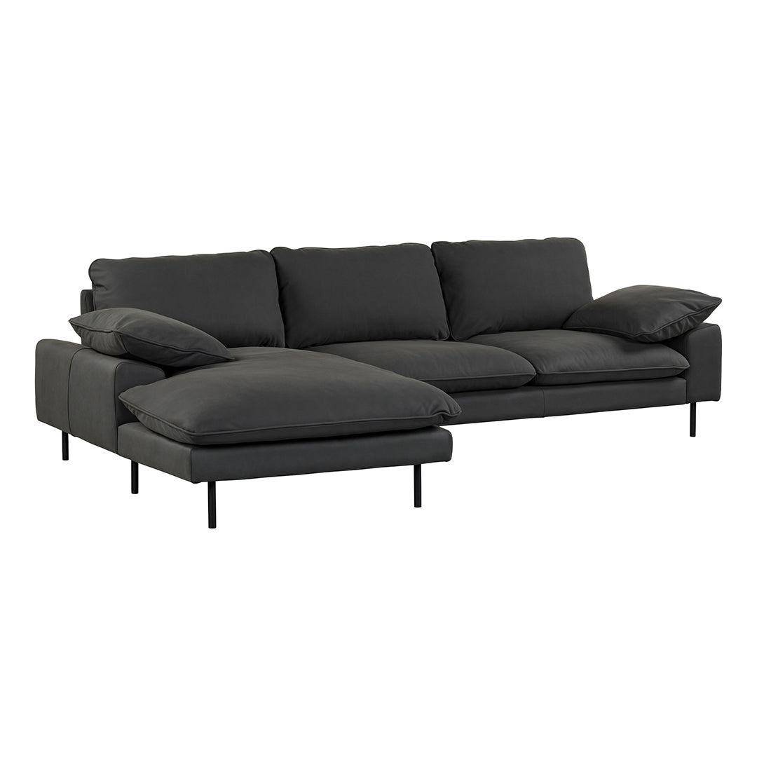NUBUCK Black Italian Leather Chaise Lounge