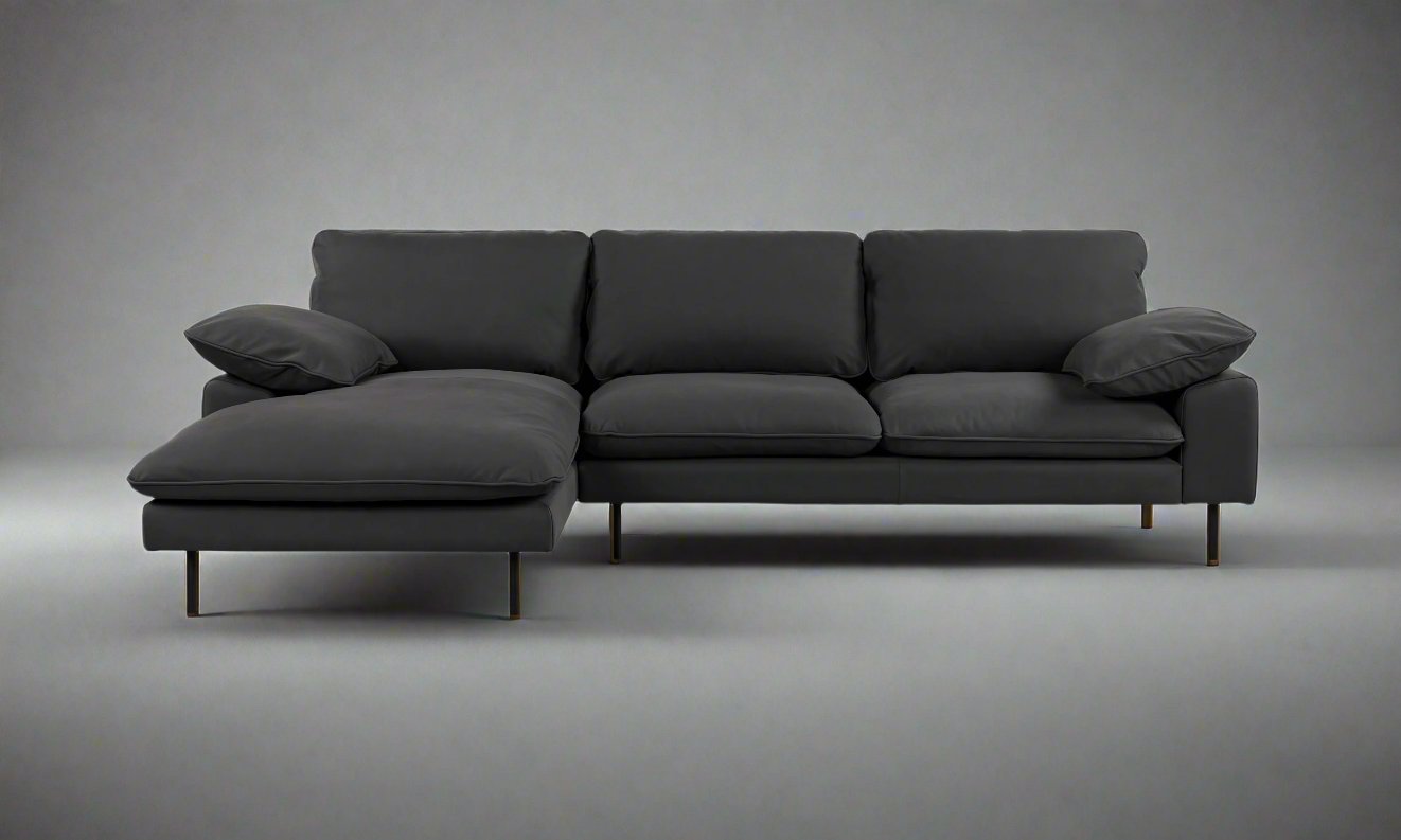 NUBUCK Black Italian Leather Chaise Lounge