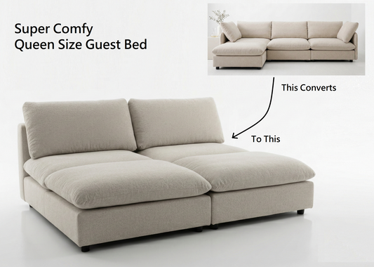 Jester Cloud 3.5 seater Sofa and Chaise Ottoman ( 4 pce) - Queen size Guest Bed
