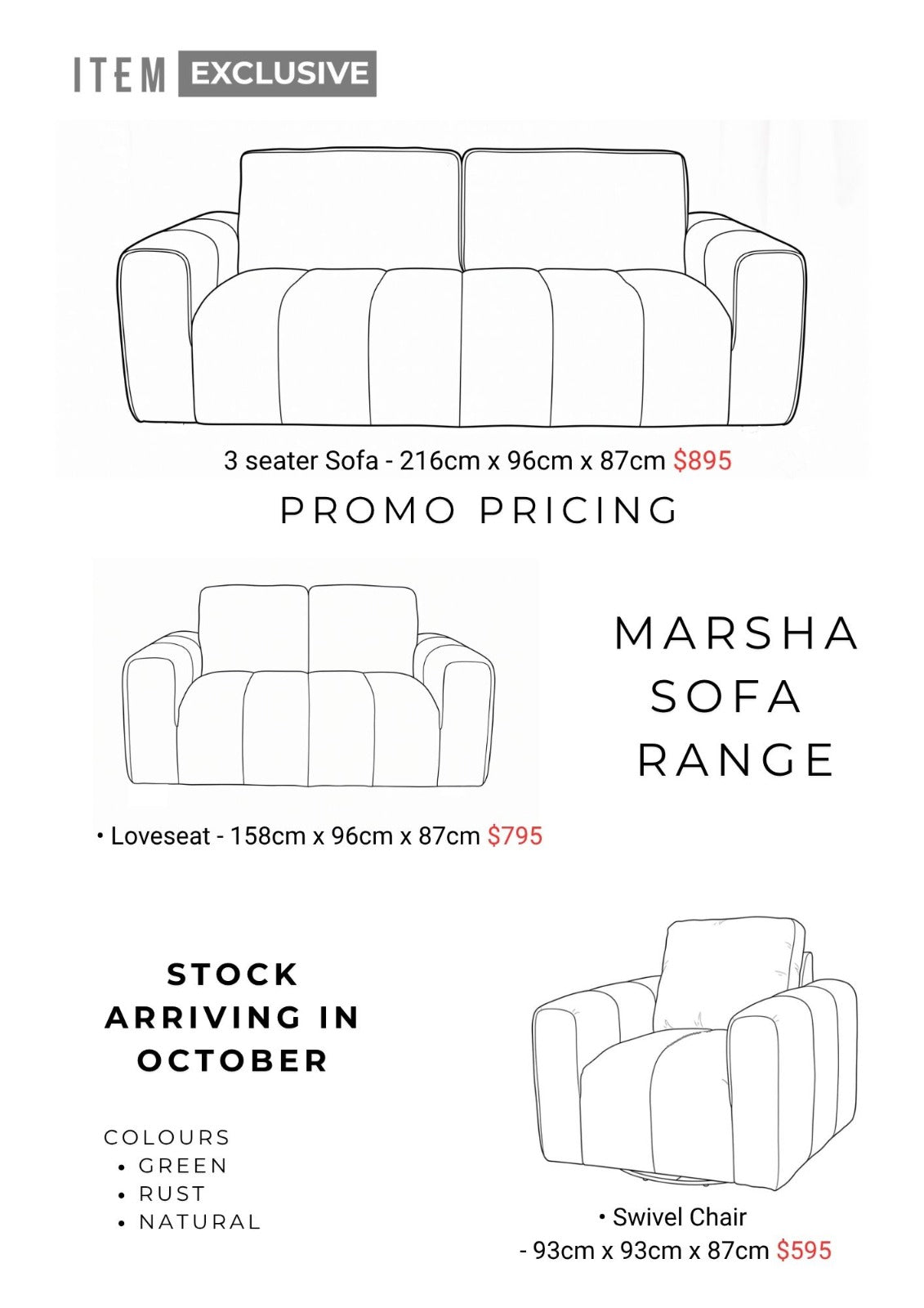 Marsha 3 seater Sofa