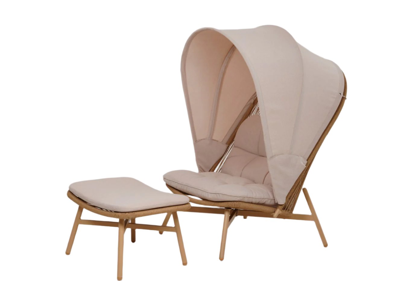 Lido outdoor shade chair and footstool set