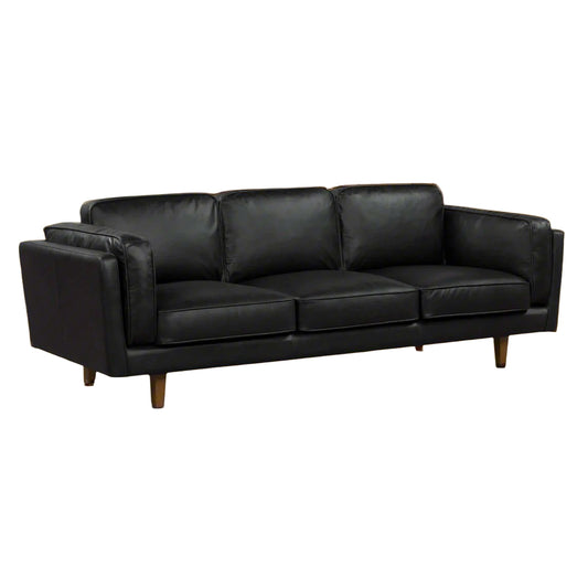 BROOKLYN Black Leather 3-Seater Sofa