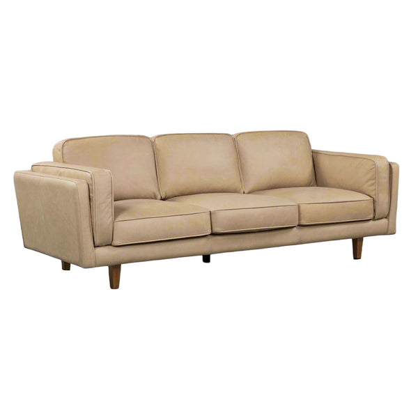 BROOKLYN Ecru Tan Leather 3-Seater Sofa