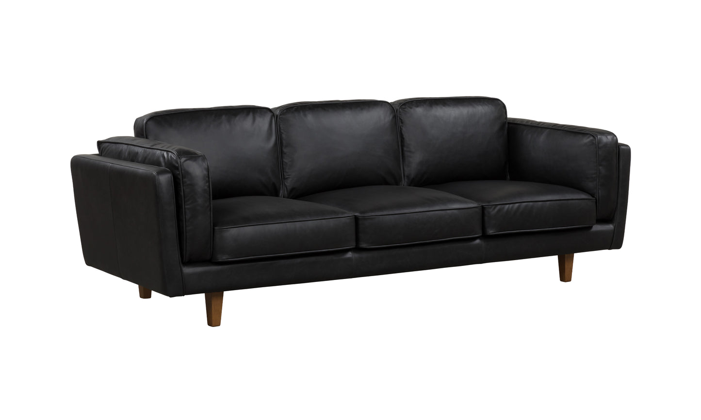 BROOKLYN BLACK LEATHER 3 STR SOFA  SEMI ANALINE