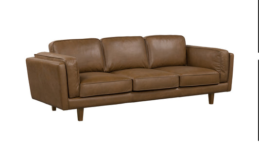 BROOKLYN TAN LEATHER 3 STR SOFA  SEMI ANALINE