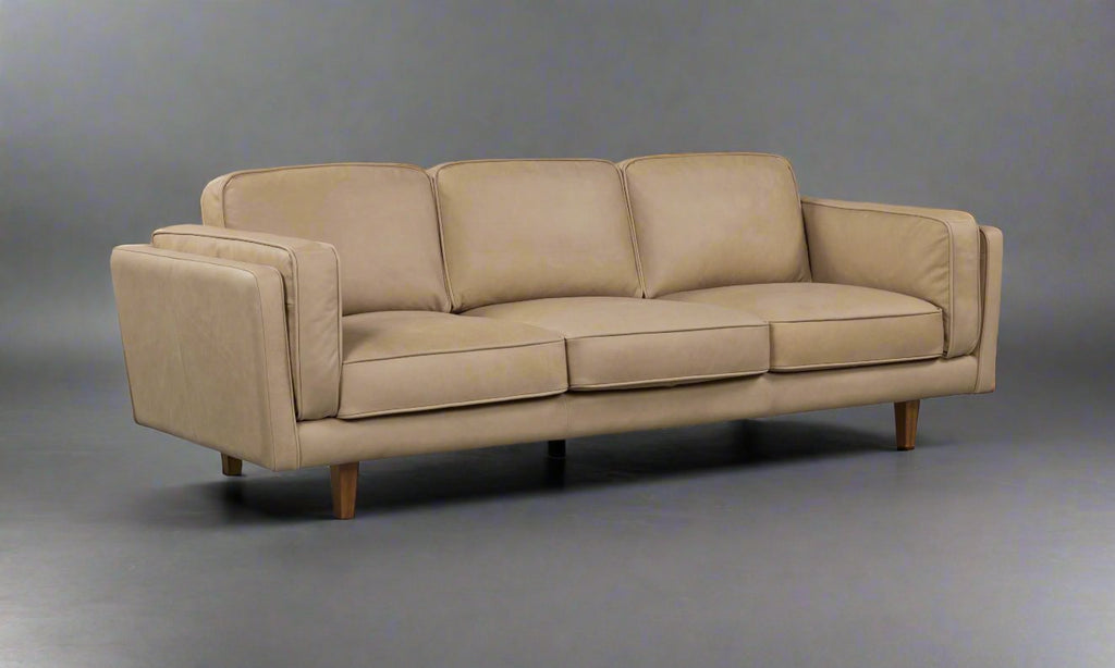 BROOKLYN Ecru Tan Leather 3-Seater Sofa - Semi Aniline