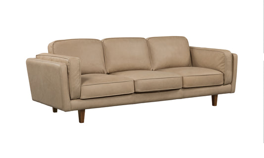 BROOKLYN ECRU TAN LEATHER 3 STR SOFA  SEMI ANALINE