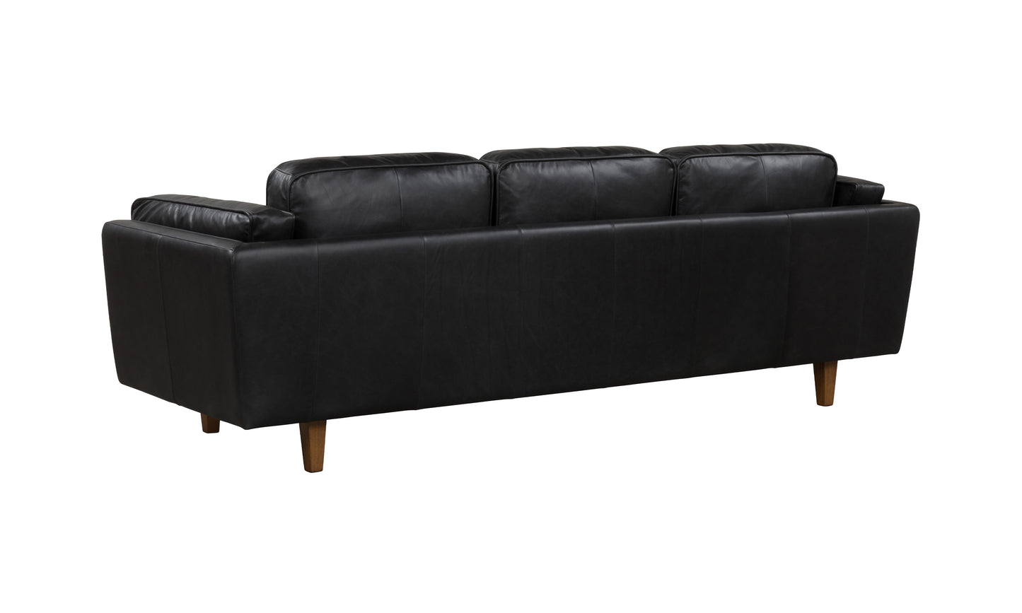 BROOKLYN BLACK LEATHER 3 STR SOFA  SEMI ANALINE