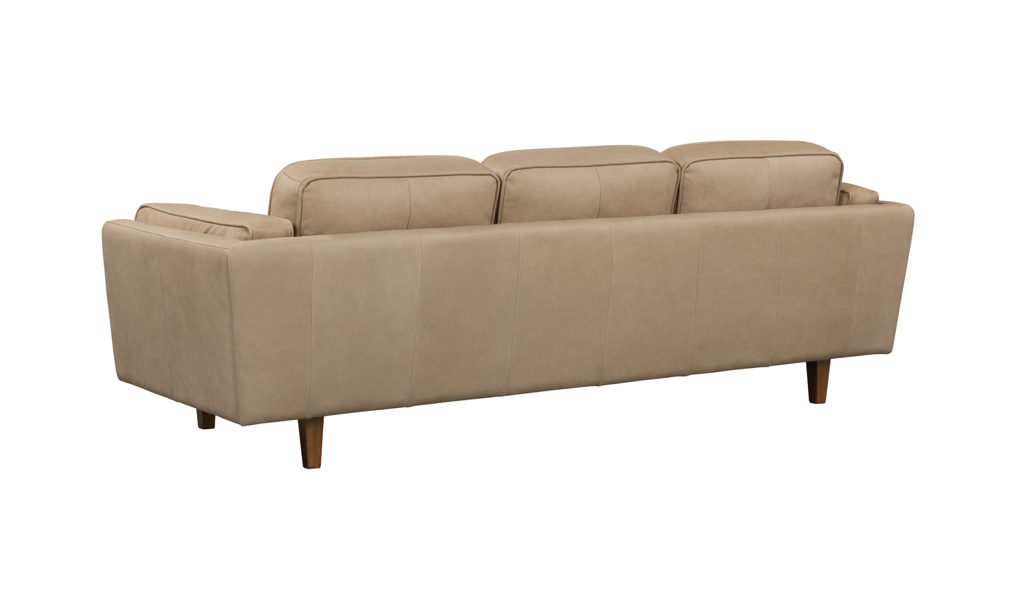 BROOKLYN ECRU TAN LEATHER 3 STR SOFA  SEMI ANALINE