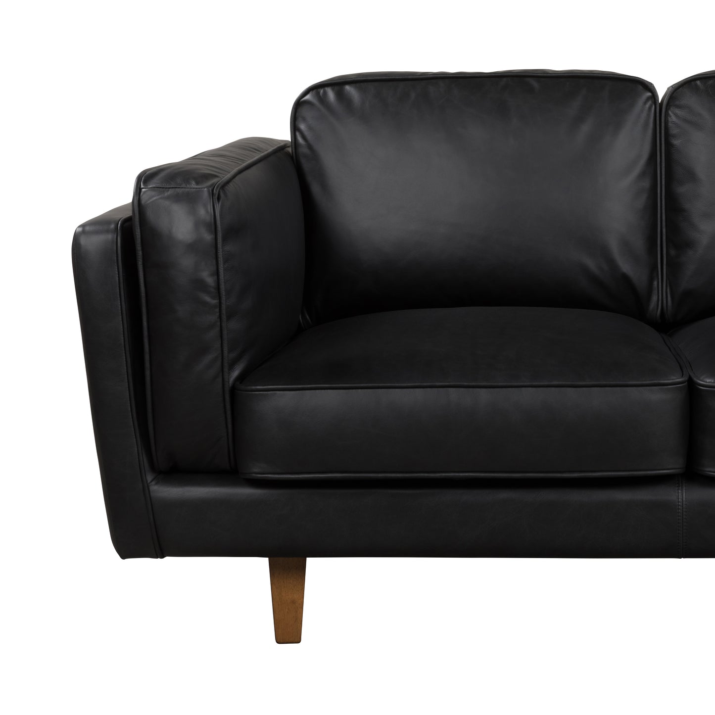 BROOKLYN BLACK LEATHER 3 STR SOFA  SEMI ANALINE