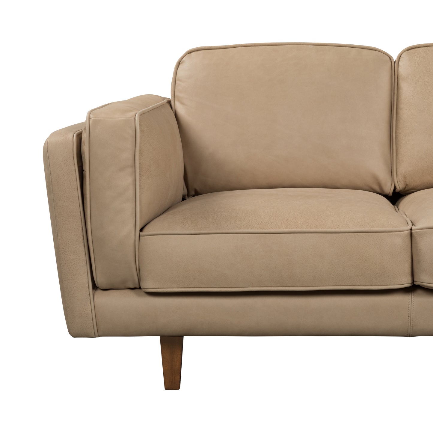 BROOKLYN ECRU TAN LEATHER 3 STR SOFA  SEMI ANALINE