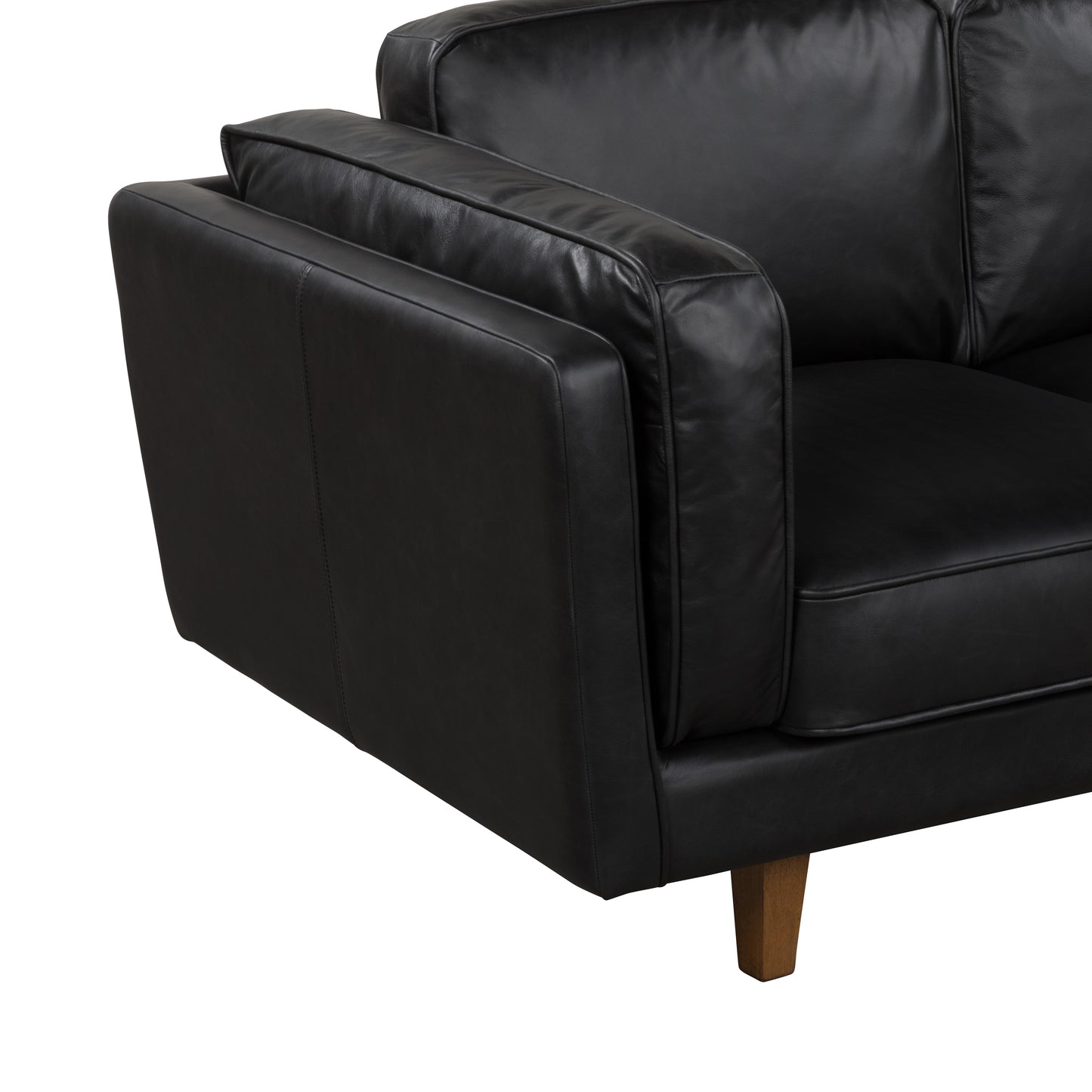 BROOKLYN BLACK LEATHER 3 STR SOFA  SEMI ANALINE