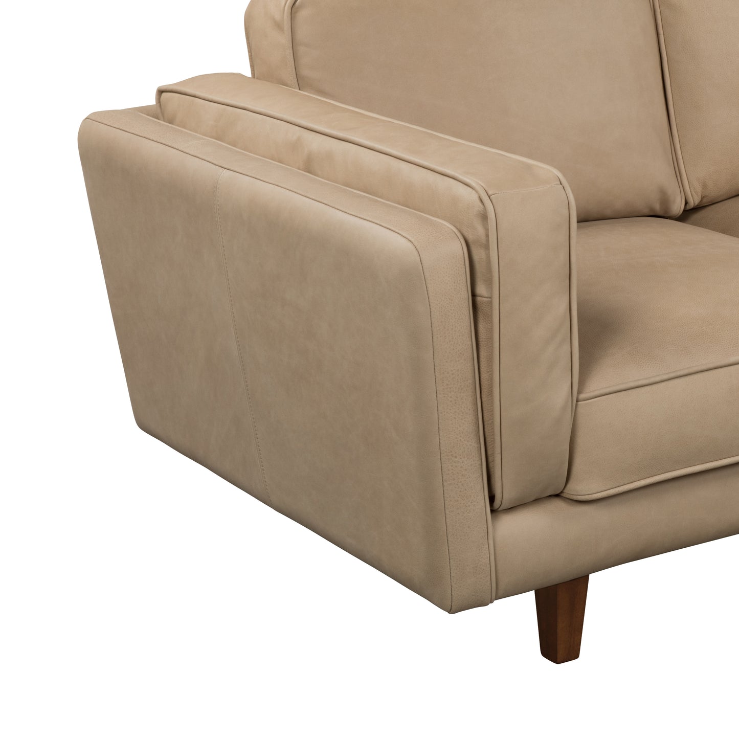 BROOKLYN ECRU TAN LEATHER 3 STR SOFA  SEMI ANALINE