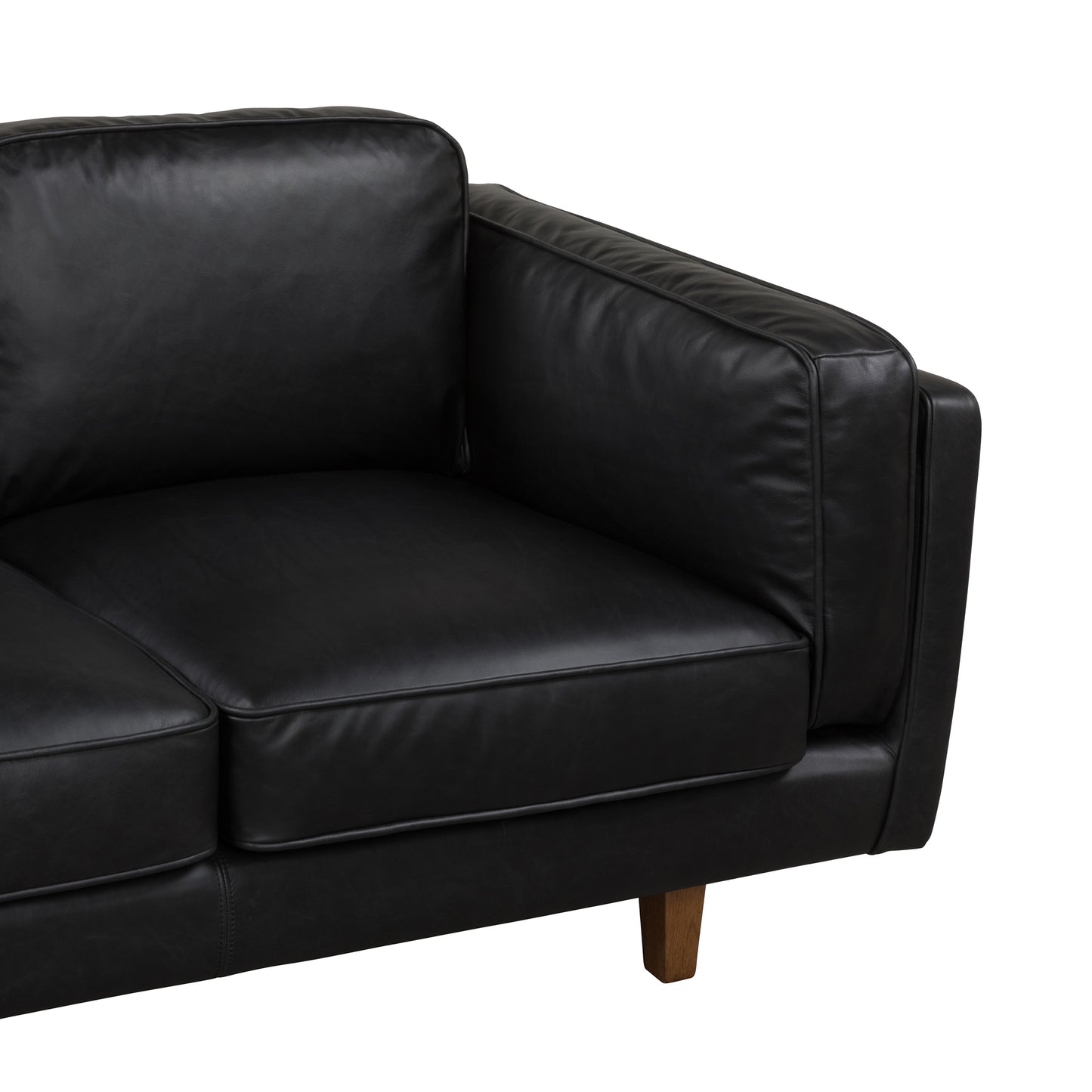 BROOKLYN BLACK LEATHER 3 STR SOFA  SEMI ANALINE