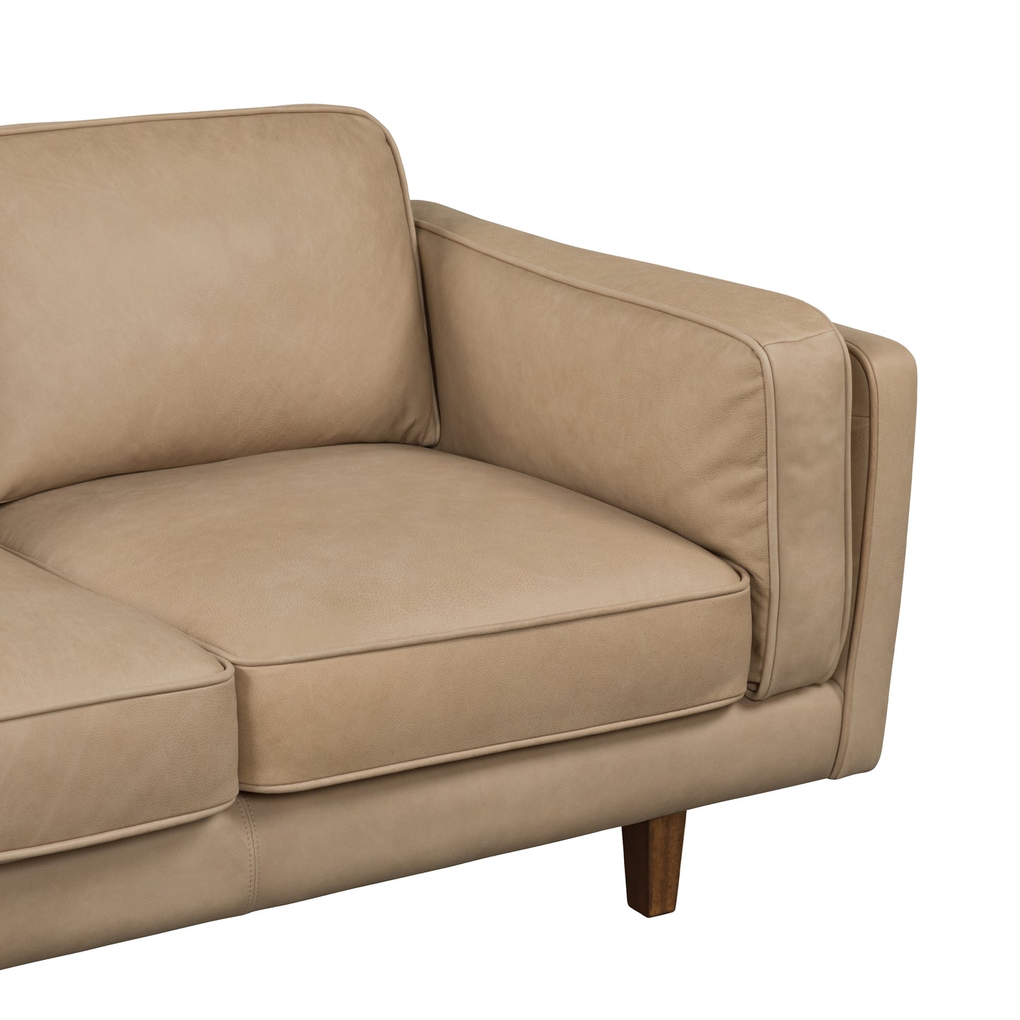 BROOKLYN ECRU TAN LEATHER 3 STR SOFA  SEMI ANALINE