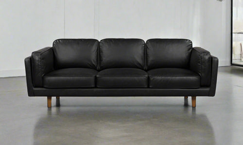 BROOKLYN Black Leather 3-Seater Sofa - Semi Aniline (IMMEDIATE STOCK)