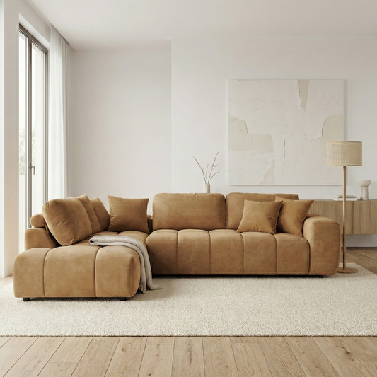 Marsha chaise sofa in Rust Ochre