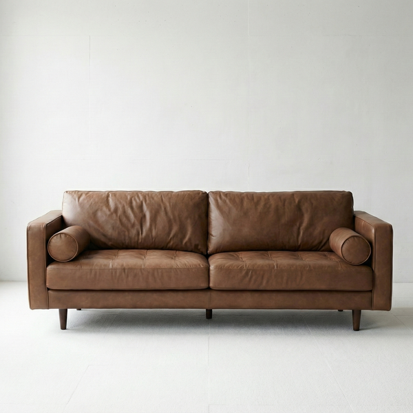 JACKSON Tan Leather 3-Seater Sofa