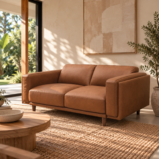 Hugo 2 Seater Tan Leather Sofa