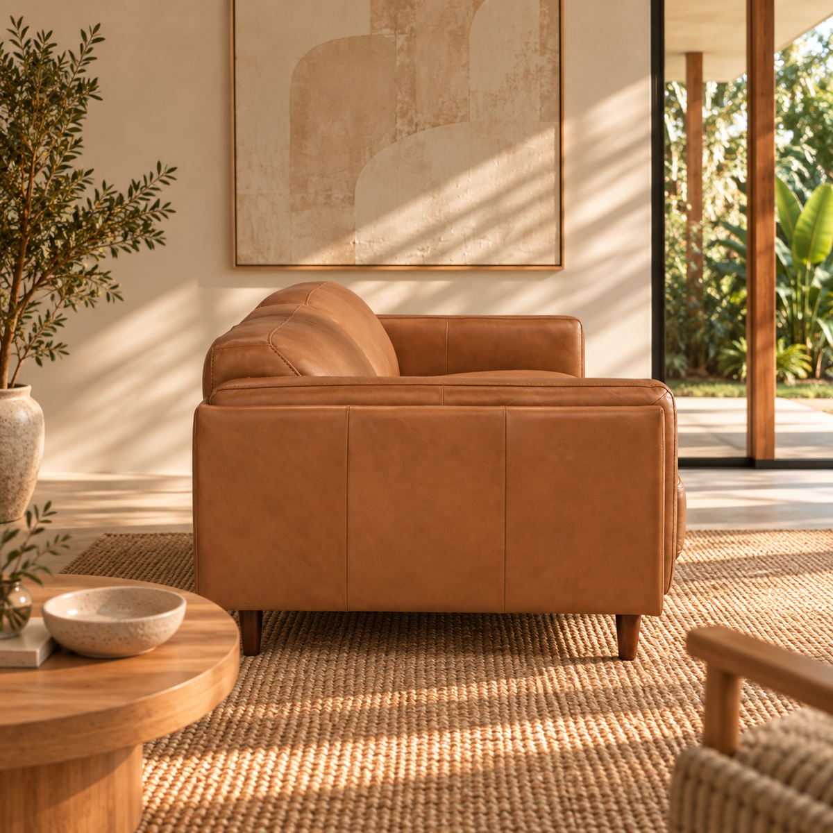 Hugo 2 Seater Tan Leather Sofa