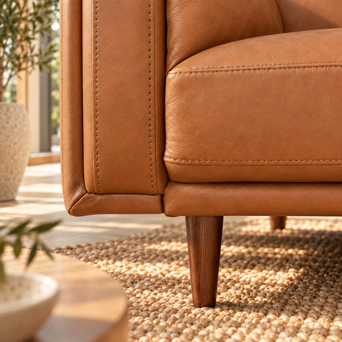 Hugo 2 Seater Tan Leather Sofa