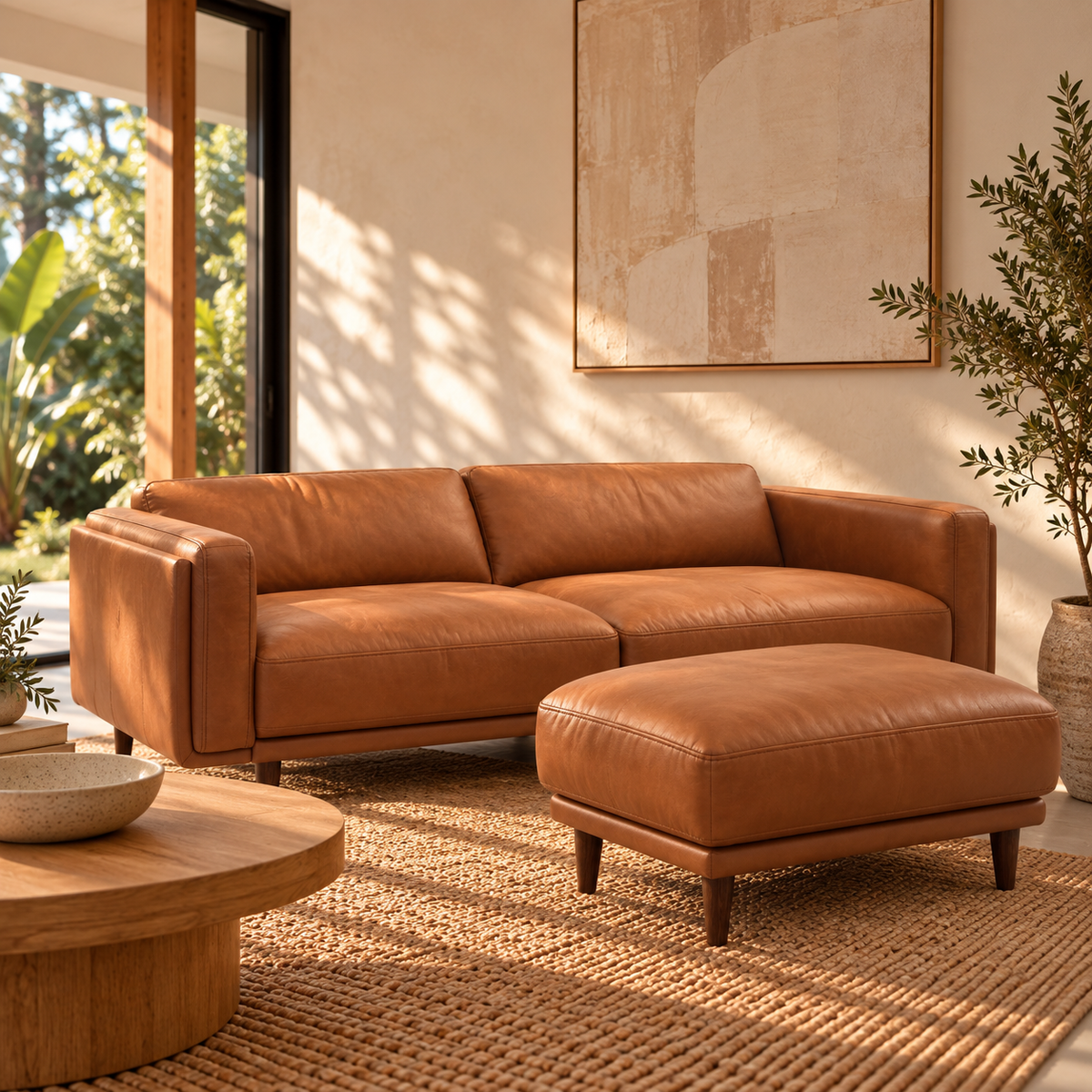 Hugo Leather Ottoman