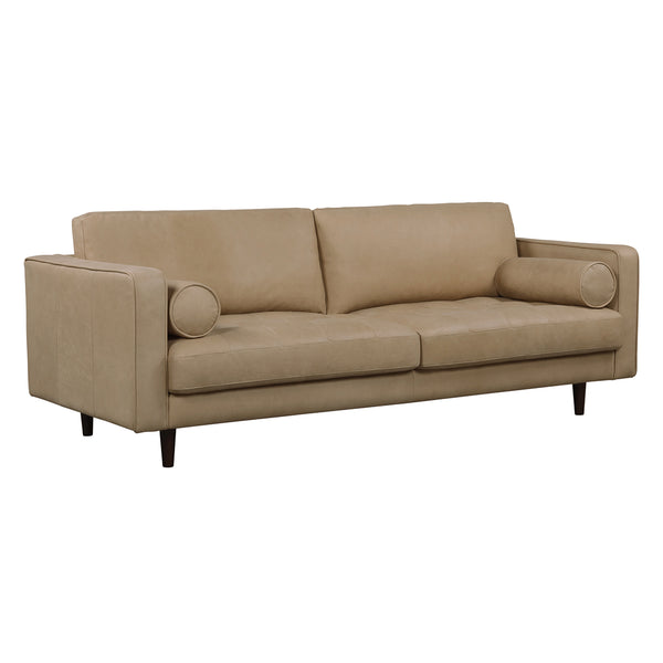 JACKSON Ecru Leather 3-Seater Sofa