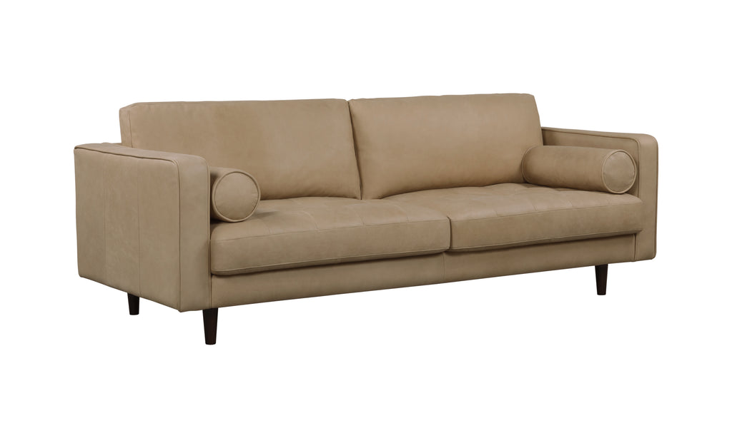 JACKSON Ecru Leather 3-Seater Sofa - Semi Aniline