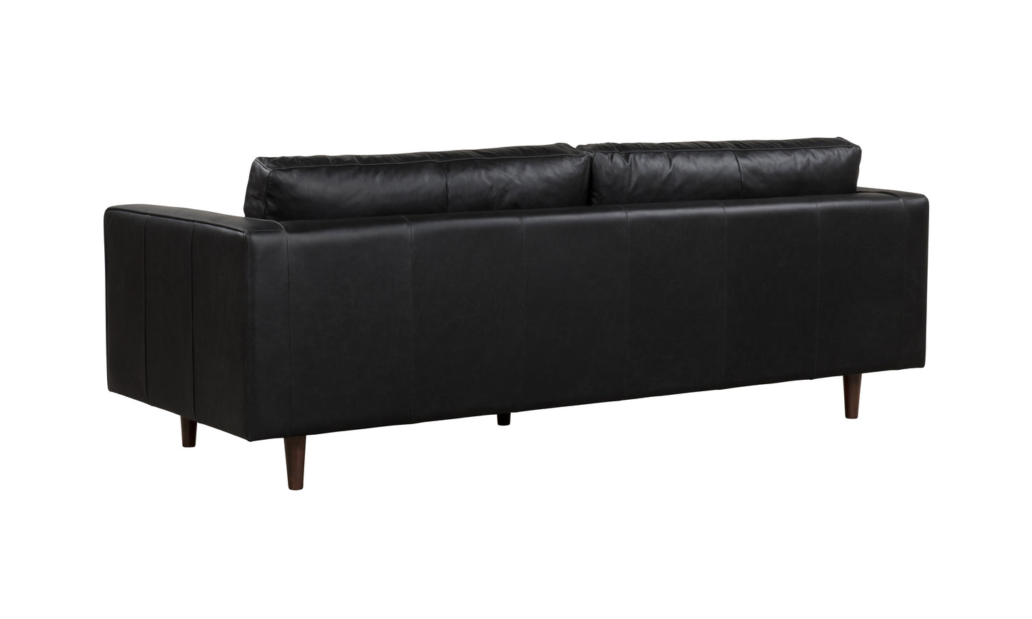 JACKSON BLACK LEATHER 3 STR SOFA  SEMI ANALINE