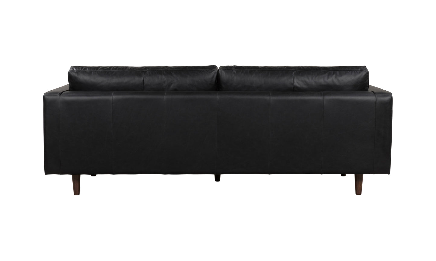 JACKSON BLACK LEATHER 3 STR SOFA  SEMI ANALINE