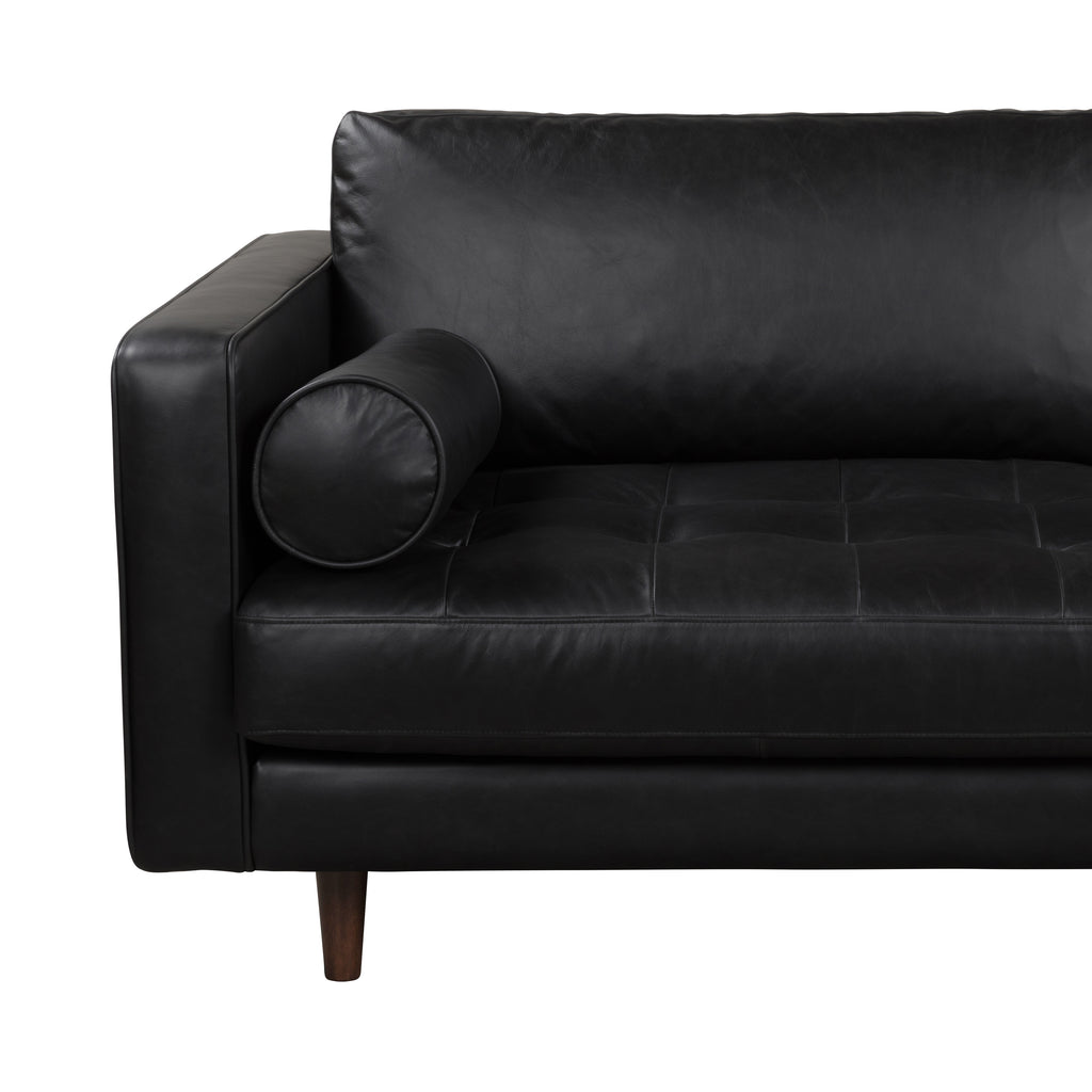 JACKSON Black Leather 3-Seater Sofa - Semi Aniline