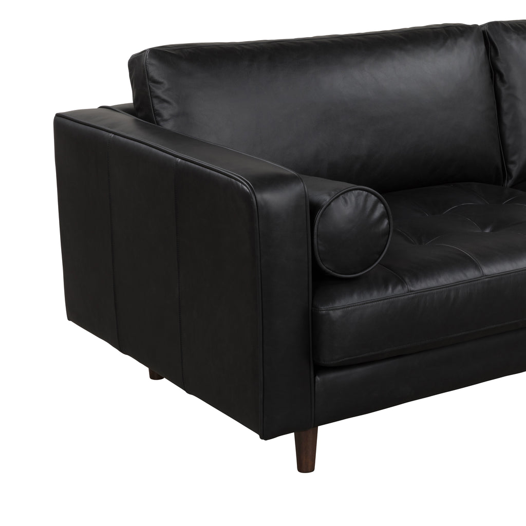 JACKSON Black Leather 3-Seater Sofa - Semi Aniline