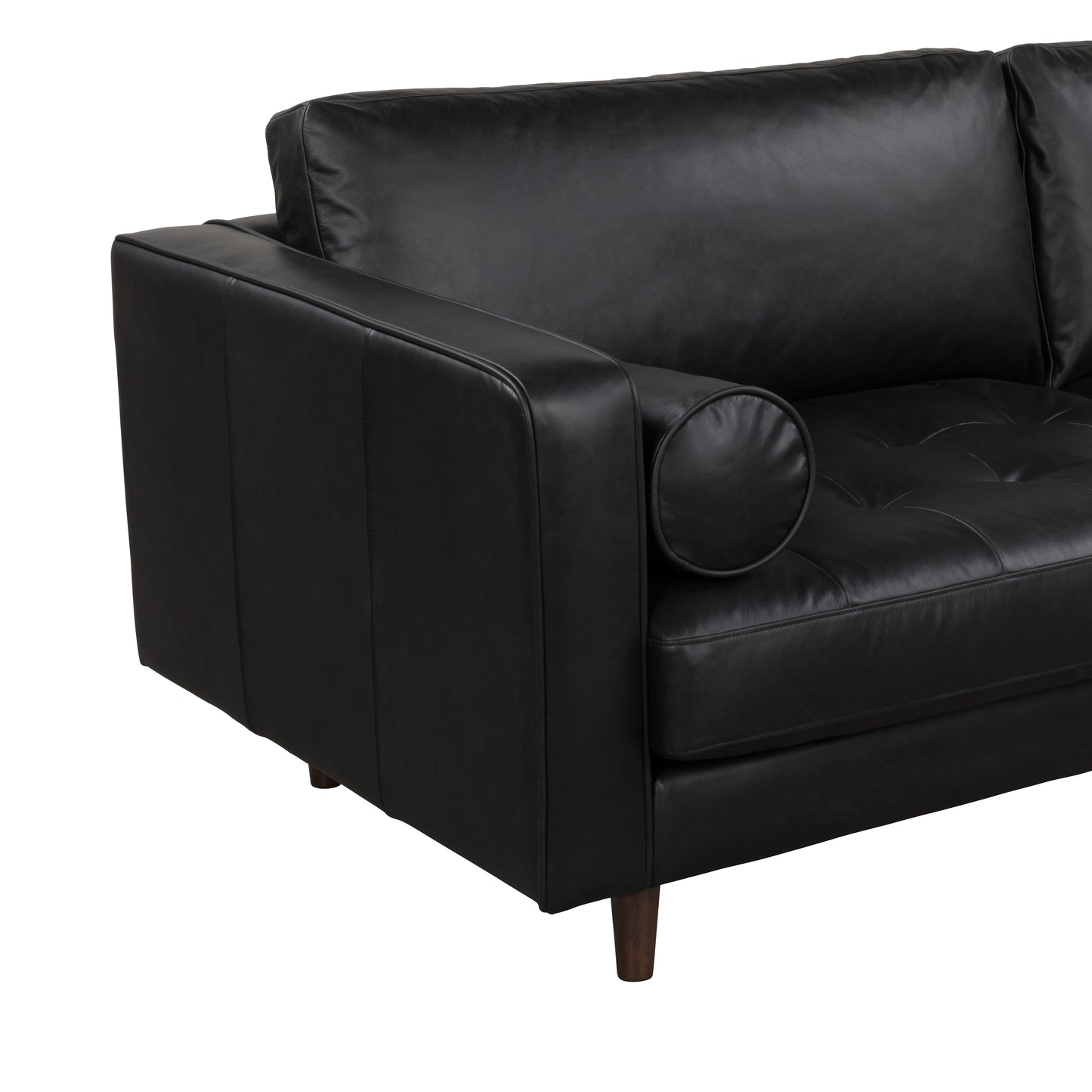 JACKSON BLACK LEATHER 3 STR SOFA  SEMI ANALINE