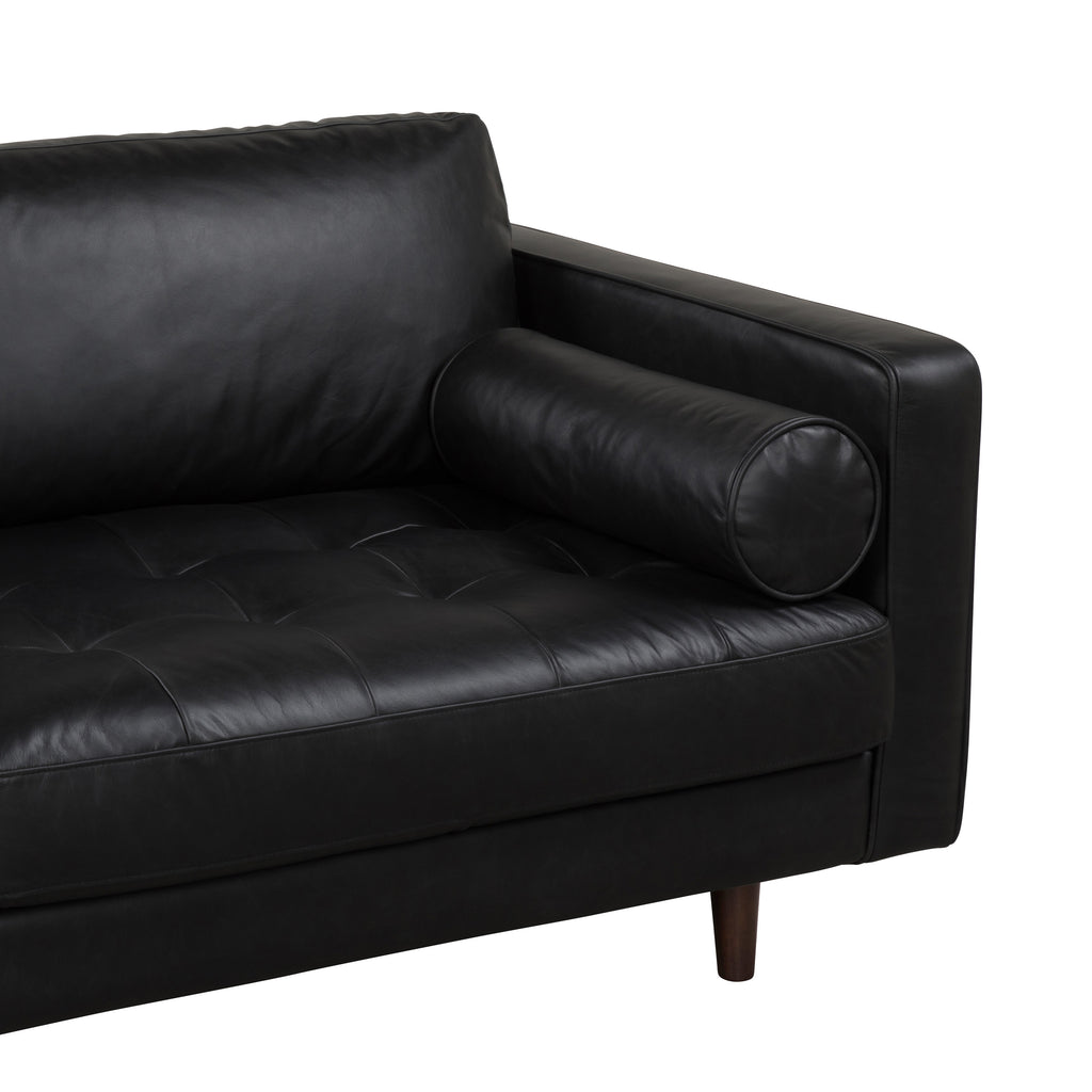 JACKSON Black Leather 3-Seater Sofa - Semi Aniline