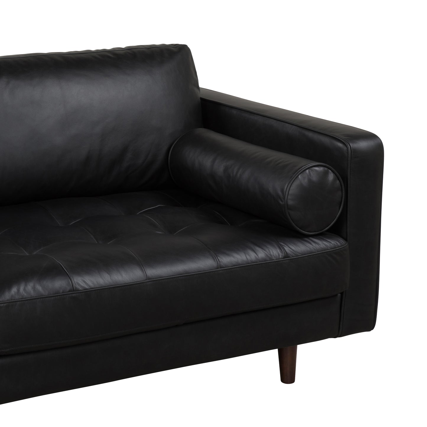 JACKSON BLACK LEATHER 3 STR SOFA  SEMI ANALINE