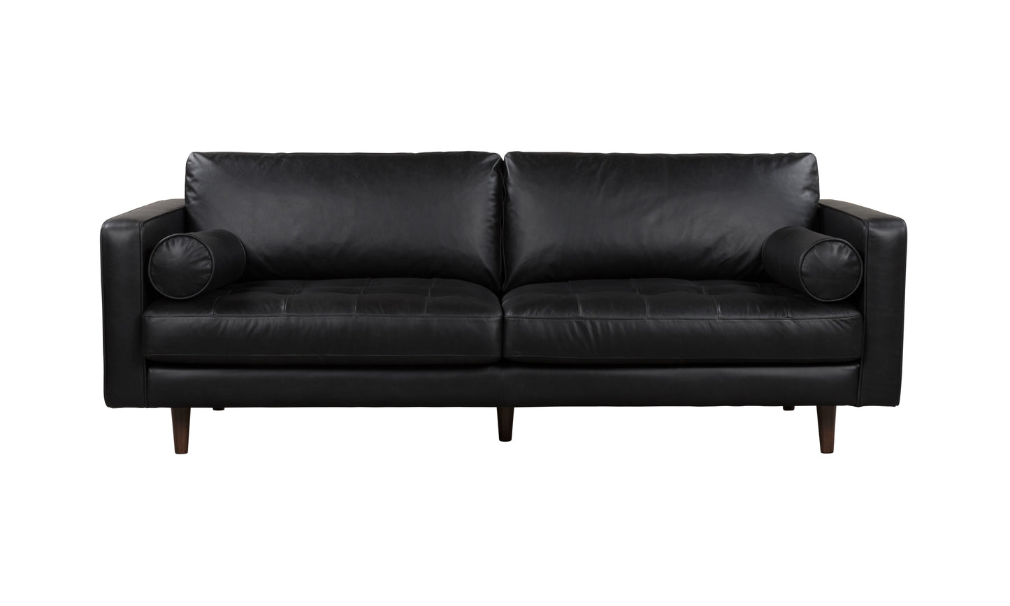 JACKSON BLACK LEATHER 3 STR SOFA  SEMI ANALINE