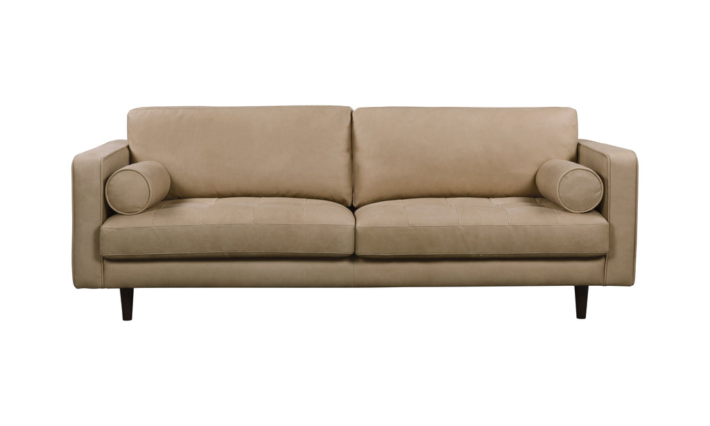 JACKSON Ecru Leather 3-Seater Sofa - Semi Aniline
