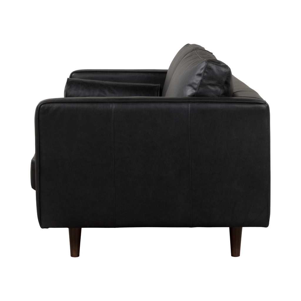 JACKSON Black Leather 3-Seater Sofa - Semi Aniline