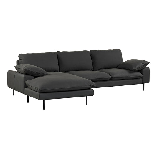 NUBUCK Black Italian Leather Chaise Lounge