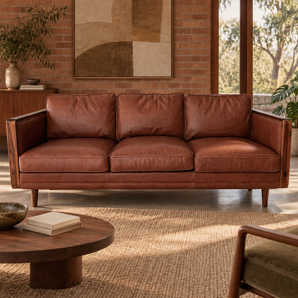 Nadia Leather 3 Seater Sofa