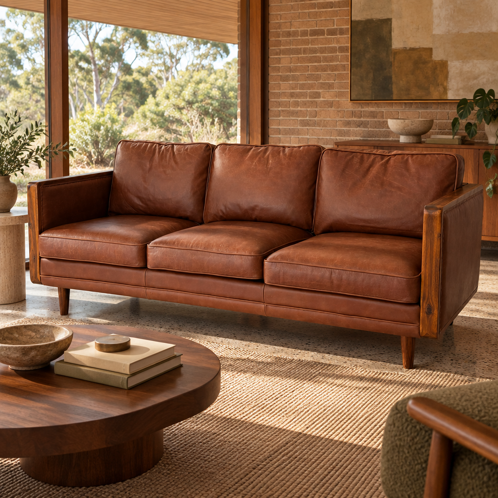 Nadia Leather 3 Seater Sofa