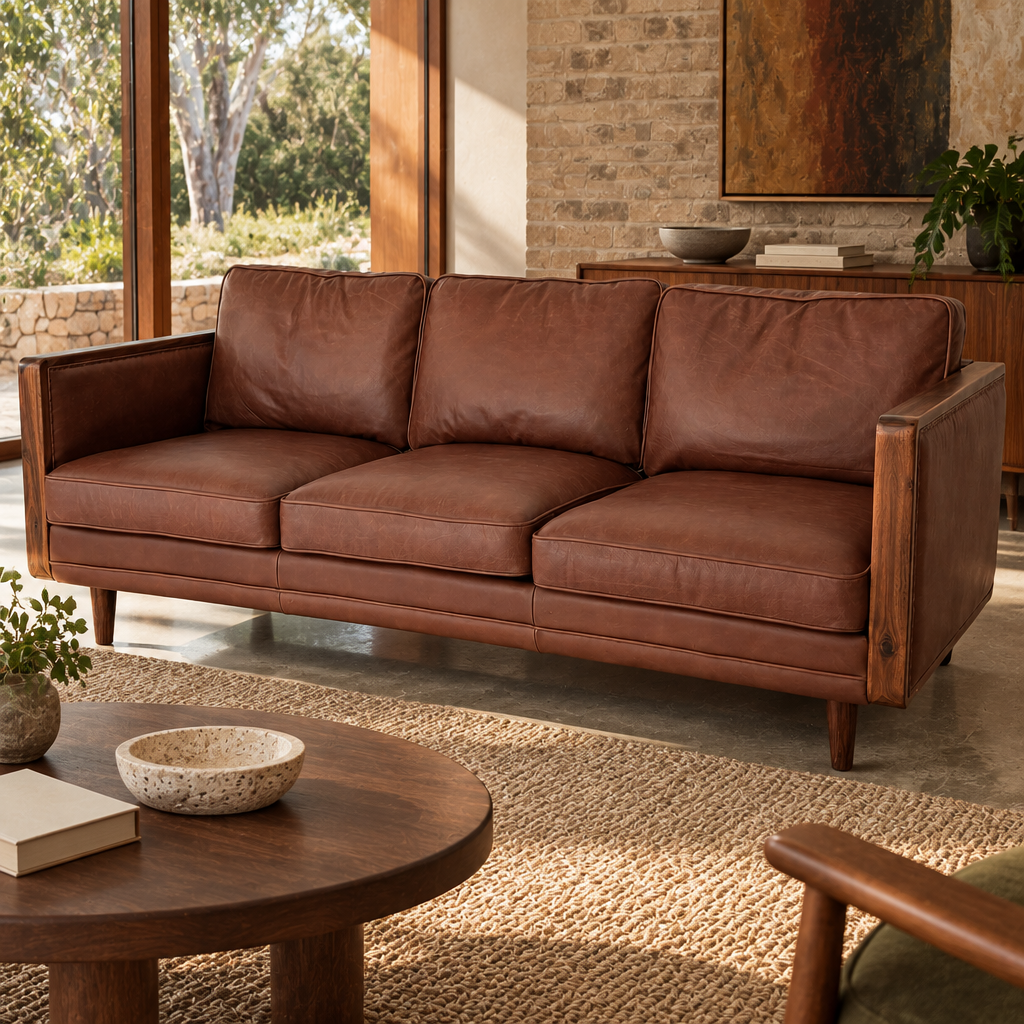 Nadia Leather 3 Seater Sofa