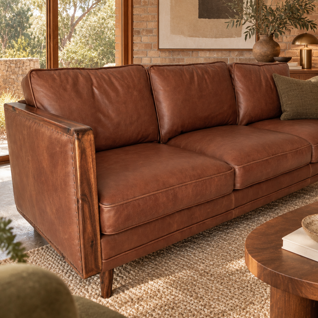 Nadia Leather 3 Seater Sofa