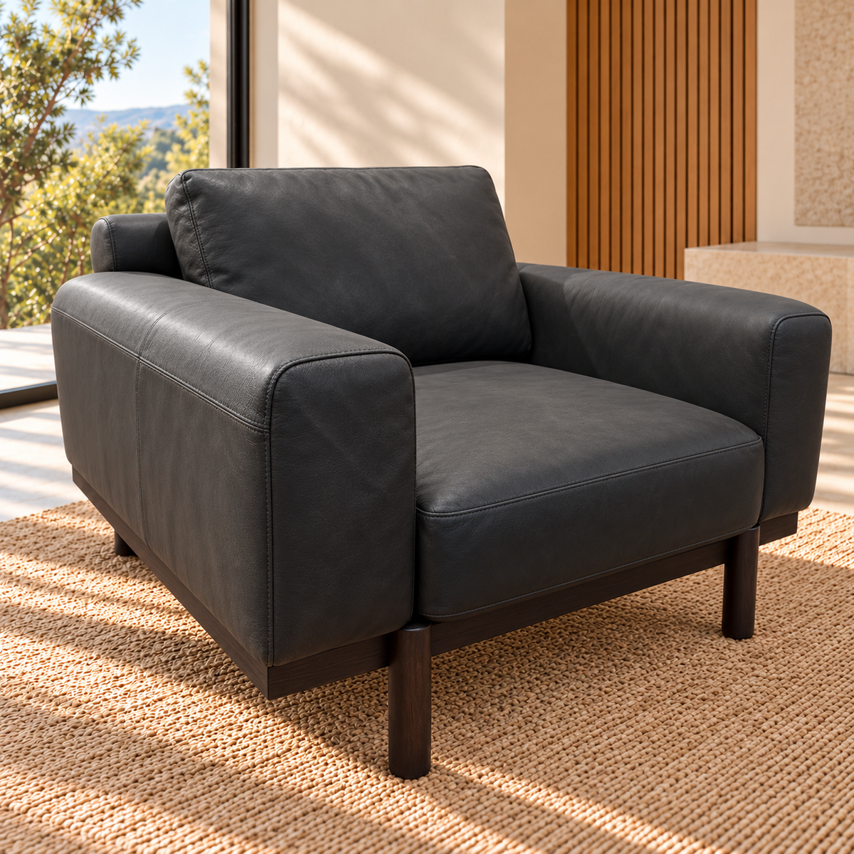 Sempre Leather Black Armchair
